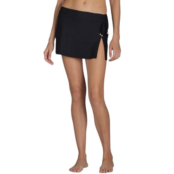 Time and Tru Women's Side Tie Swim Skirt in Black with Gold Beads Size Small NWT - Picture 1 of 6